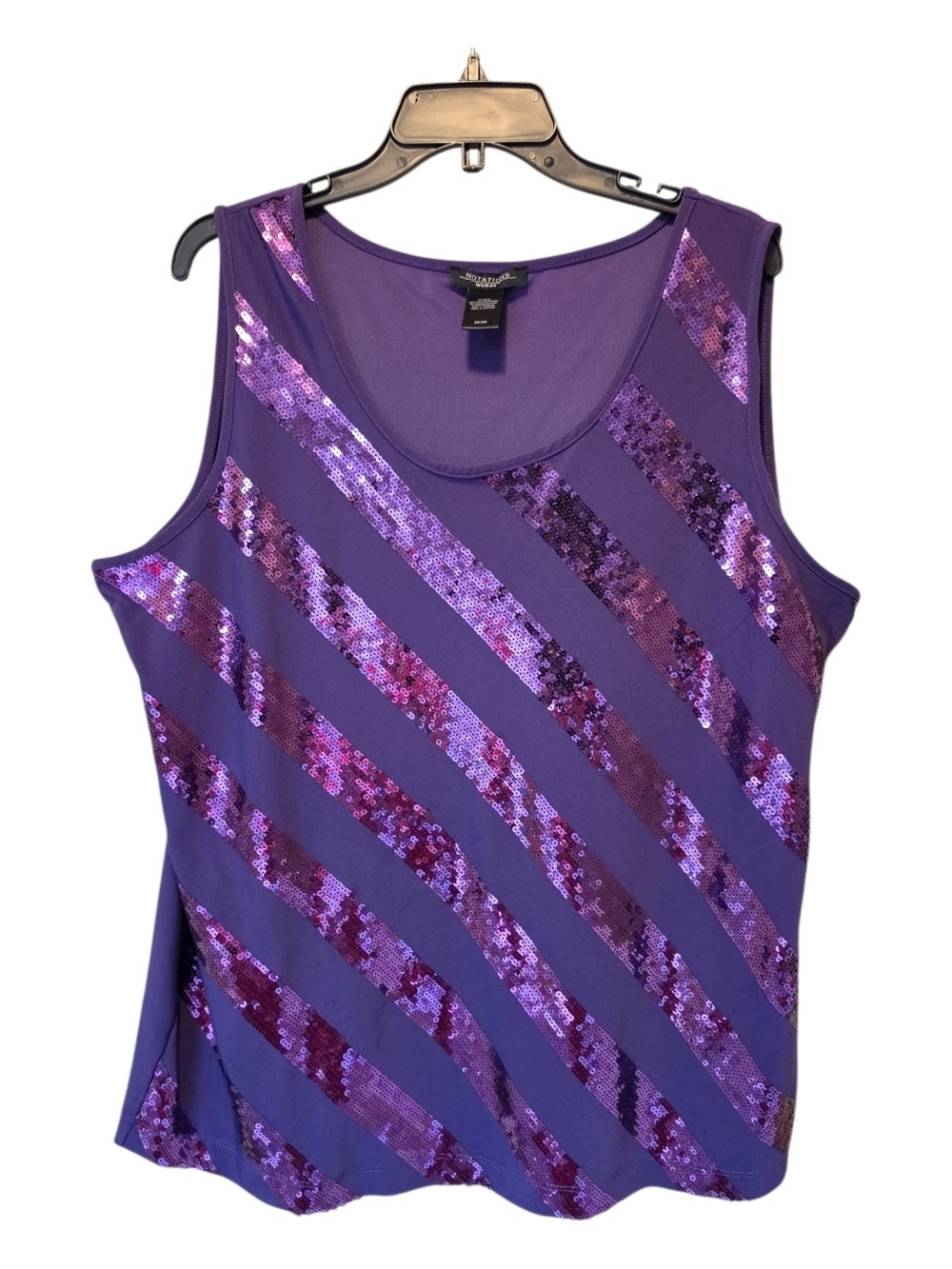 Stunning Purple Sequin Diagonal Stripe Tank Top Size 3X